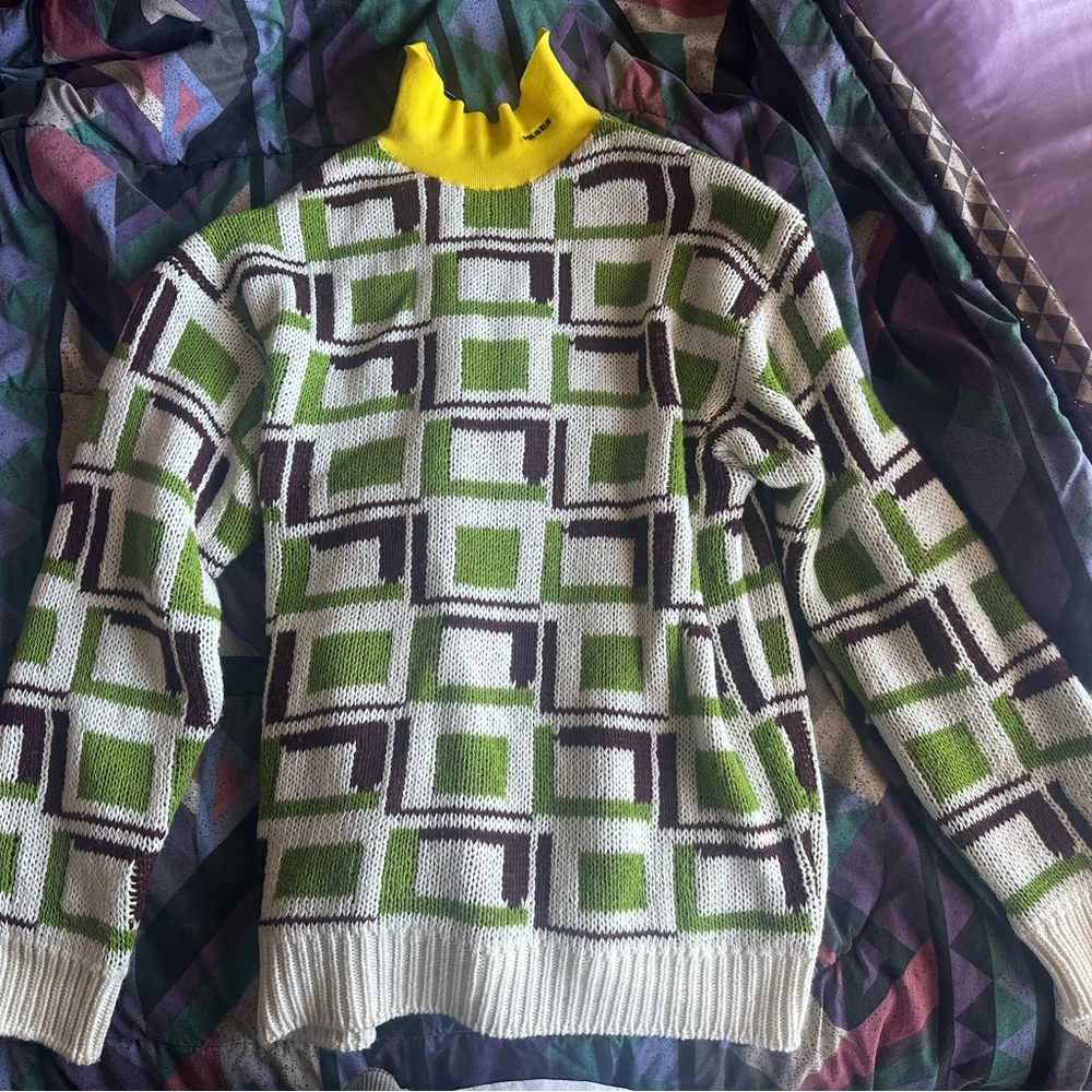 Prada A/W 2022 womenswear Intarsia  turtleneck wool & cashmere sweater